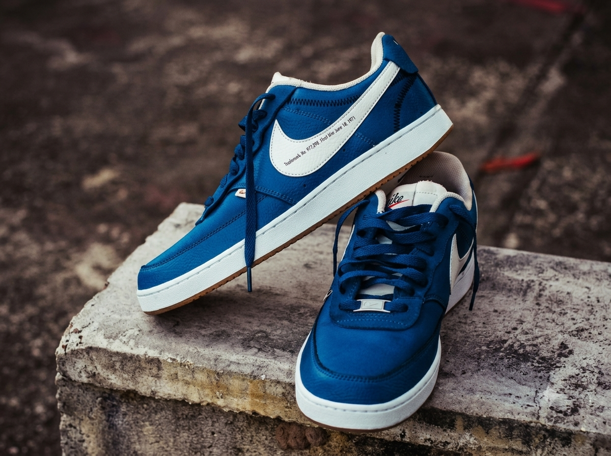 حذاء نايكي كلاسيك أزرق بلمسات كلاسيكية - Nike Blue Retro Sneaker