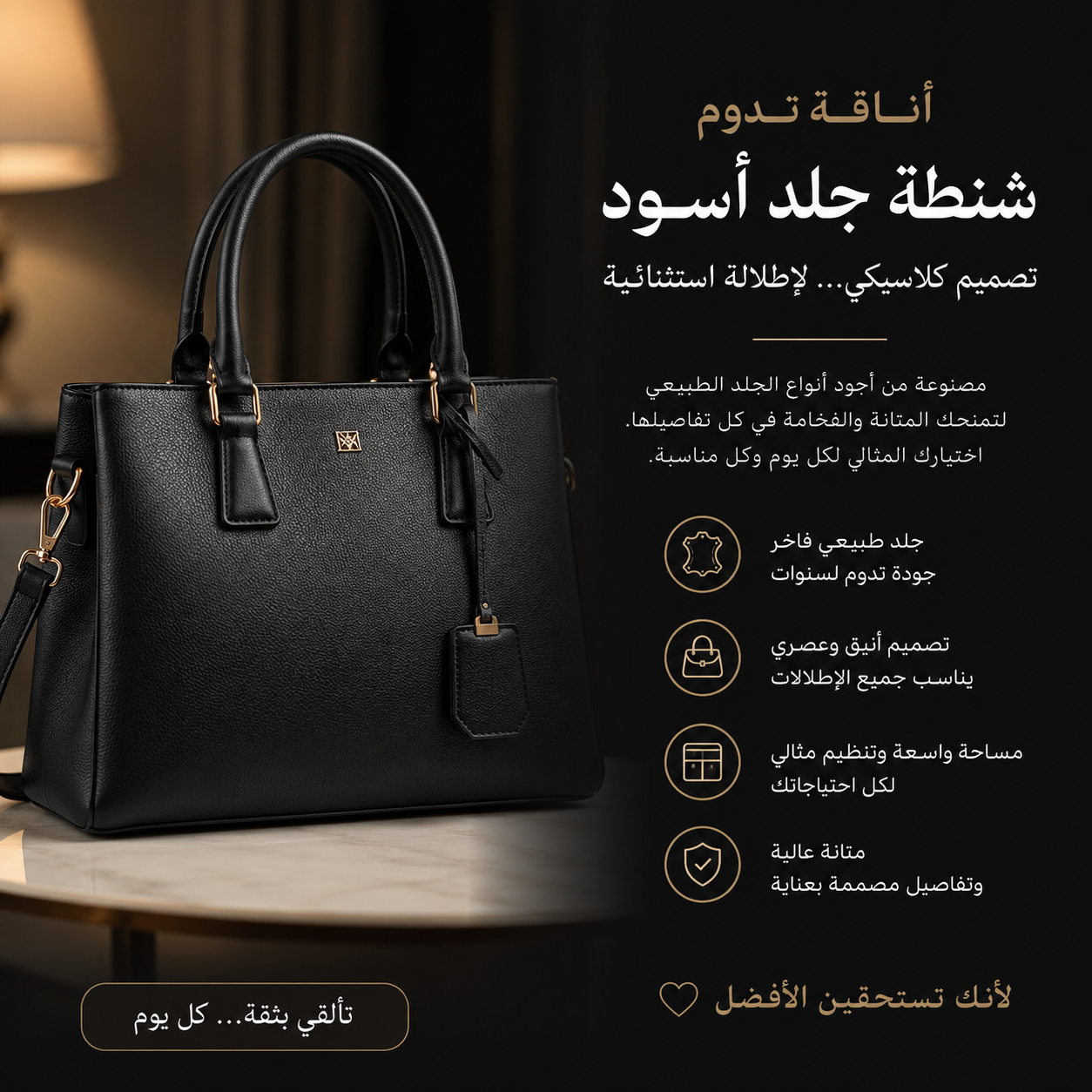 شنطة من الجلد.أسود اللون